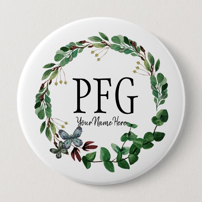 Personalised Floral Monogram Spring Foliage 10 Cm Round Badge (Front)