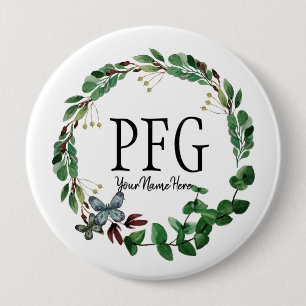 Personalised Floral Monogram Spring Foliage 10 Cm Round Badge