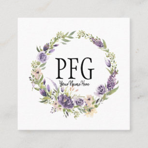 Personalised Floral Monogram Violet Wildflowers Square Business Card