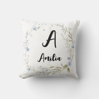 Personalised  Floral Monogrammed Throw Pillow