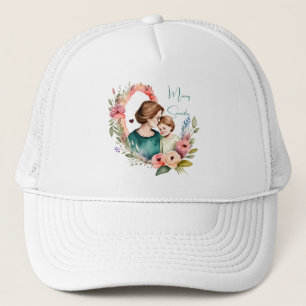 Personalised Floral Mother and Daughter Son Trucker Hat