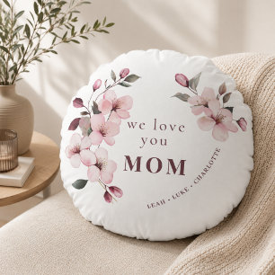 Personalised Floral Mothers Day Gift Round Cushion