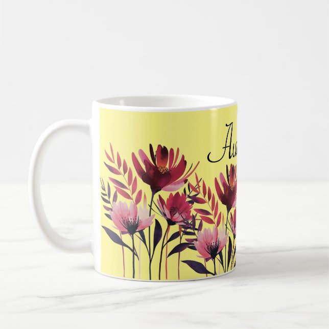 Personalised Floral Mug - Customisable Flower Mug (Left)