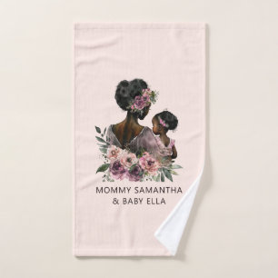 Personalised Floral Mum and Baby Bath Towel Set
