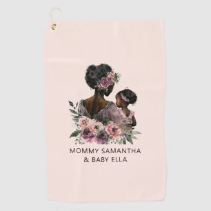 Personalised Floral Mum and Baby Golf Towel