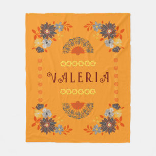 Personalised Floral Name Hispanic Fleece Blanket