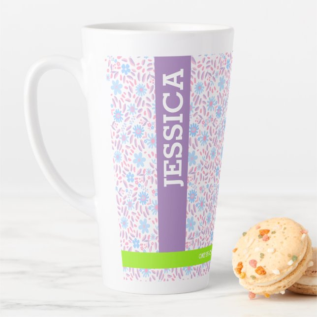 Personalised Floral Name & Monogram Latte Mug (In Situ)