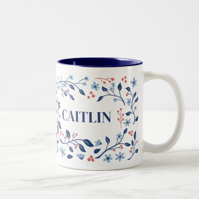 Personalised Floral Name Mug – Custom cute mug (Right)