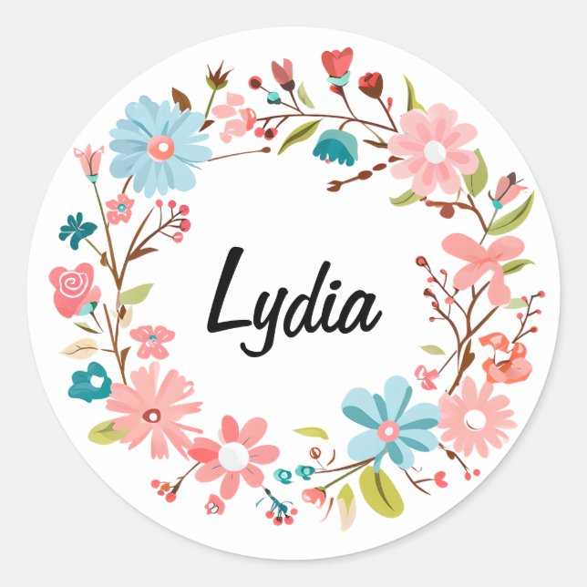 Personalised Floral Name Sticker – Custom Gift​ (Front)
