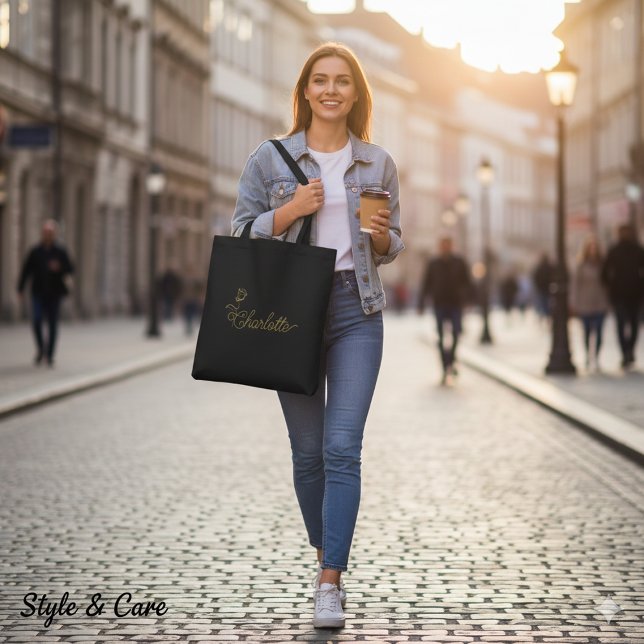 Personalised Floral Name Tote Bag for Everyday Use (Personalized Floral Name Tote Bag for Everyday Use)
