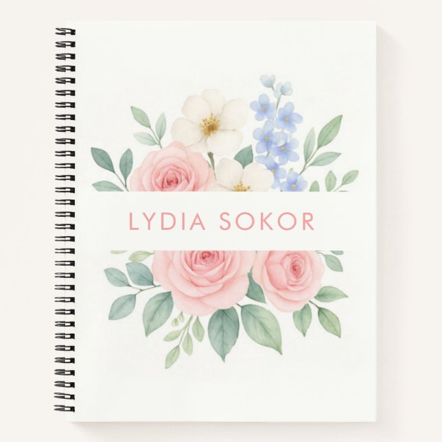 Personalised Floral Notebook with Name (Front)