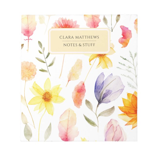 Personalised Floral Notepad | Custom Name (Front)