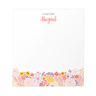 Personalised Floral Notepad with Custom Name