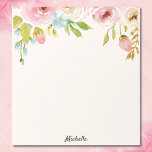 Personalised Floral Notepad YOUR TEXT Gift for Her<br><div class="desc">Pretty Watercolor Flowers Notepad YOUR TEXT or Name</div>