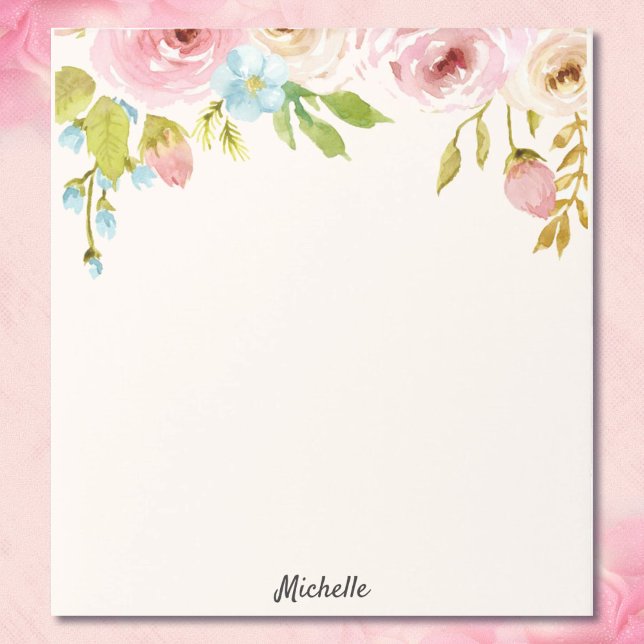 Personalised Floral Notepad YOUR TEXT Gift for Her (Creator Uploaded)
