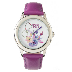 Personalised Floral Nurse Monogram Gift Watch