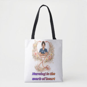 Personalised Floral Nurse Portrait Nursing Is th Tote Bag