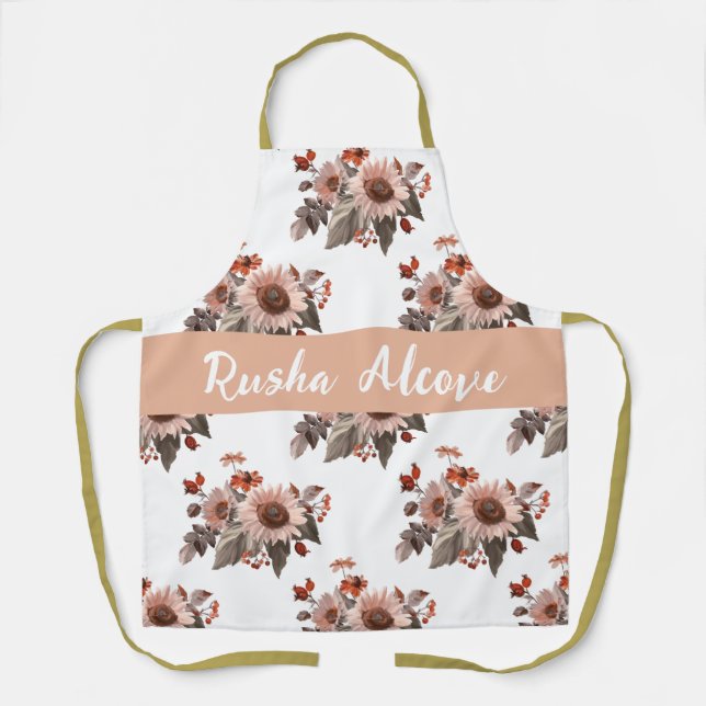 Personalised Floral Pattern Kitchen Apron (Front)