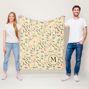 Personalised Floral Pattern Monogram Fleece Blanket