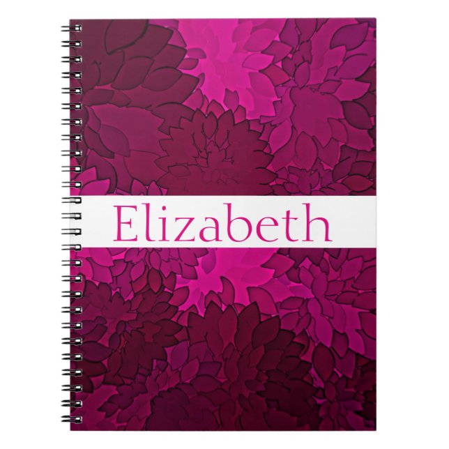 Personalised Floral Pattern Pink Purple White Spiral Notebook (Front)