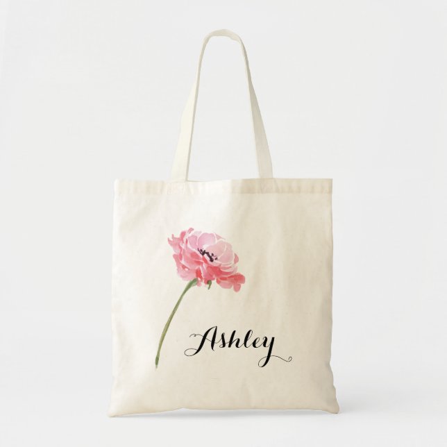 Personalised Floral Peony Tote Bag (Front)