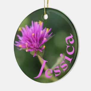 Personalised Floral Photo Purple Flowers Nature Ceramic Tree Decoration