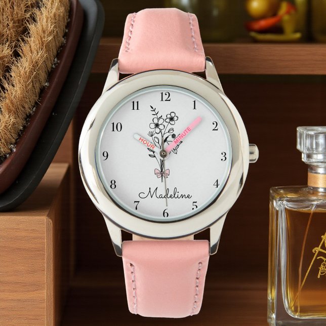 Personalised Floral Pink Bow For Girls Watch (Creator Uploaded)