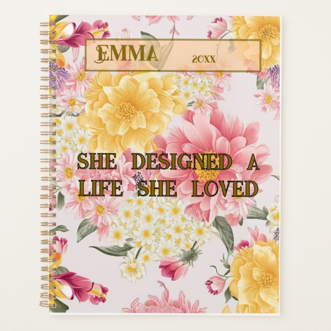 Personalised Floral Planner - Custom Name & Inspir (Front)