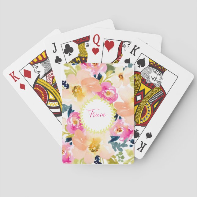 Personalised Floral  Playing Cards (Back)