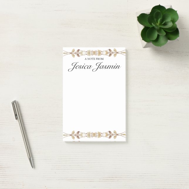 Personalised Floral  Post-It Notes with Name  (Office)