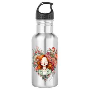 Personalised Floral Pretty Lady 532 Ml Water Bottle