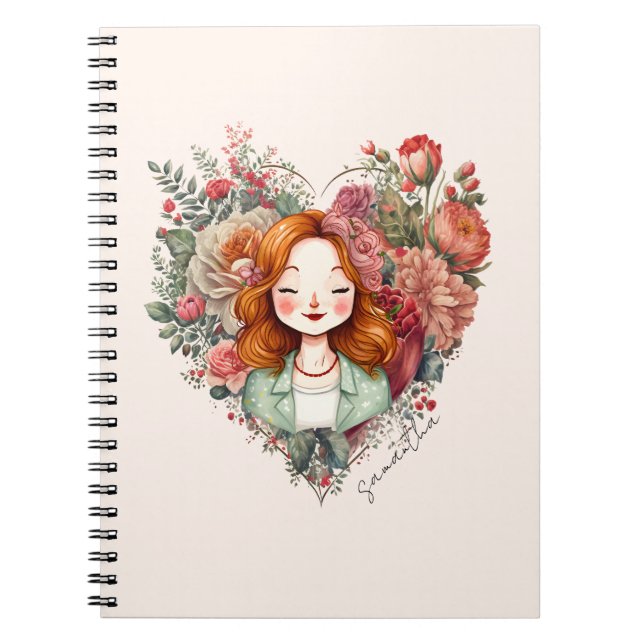 Personalised Floral Pretty Lady Notebook (Front)