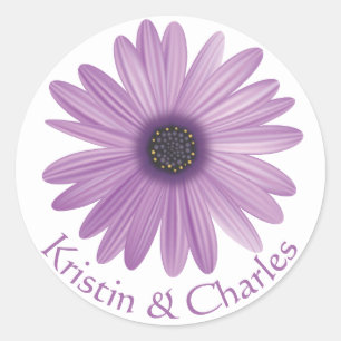 Personalised Floral Purple Lavender Daisy Flower Classic Round Sticker