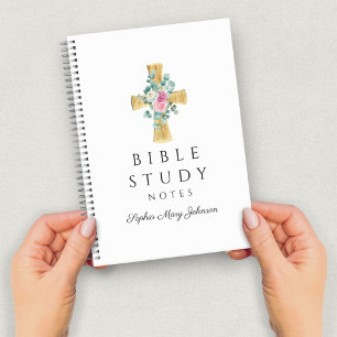 Personalised Floral Religious Cross Notebook