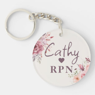 Personalised Floral RPN Custom Name & Initials Key Ring