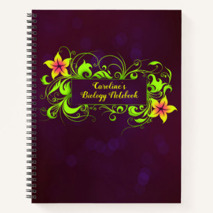 Personalised Floral School Notebook