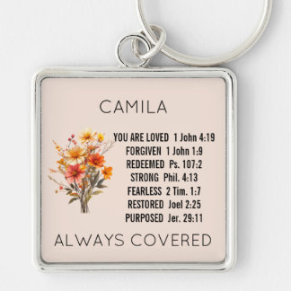 Personalised Floral Scripture Keychain