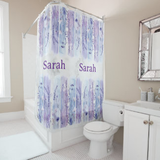 Personalised Floral Shower Curtain with Name