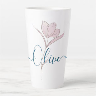 Personalised Floral Sketch Watercolor Latte Mug 
