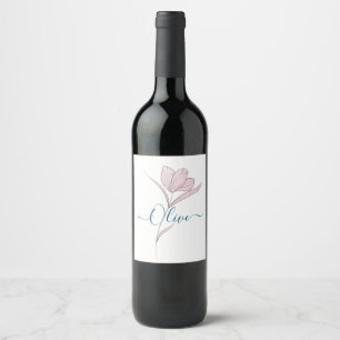 Personalised Floral Sketch Watercolor Wine Label