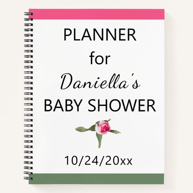Personalised Floral Spray Baby Shower Planner Notebook (Front)