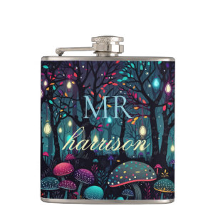 Personalised Floral Spray Fantasy Art Flask