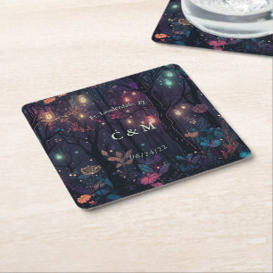 Personalised Floral Spray Fantasy Art Square Paper Coaster