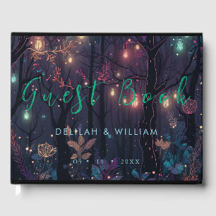 Personalised Floral Spray Fantasy Green Guest Book