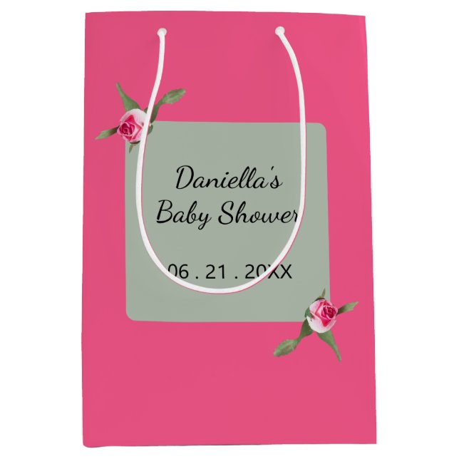 Personalised Floral Spray  Medium Gift Bag (Front)