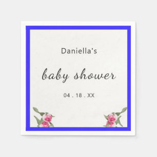 Personalised Floral Spray Purple Baby Shower Napkin