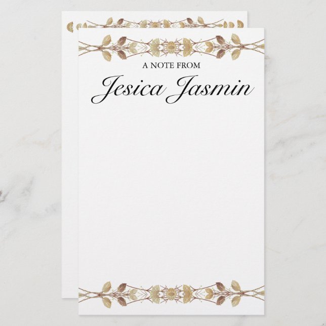 Personalised Floral Stationery with Name  (Front/Back)