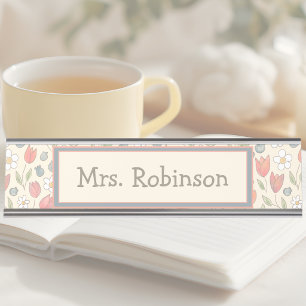 Personalised Floral Teacher Desk Nameplate