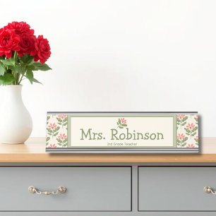 Personalised Floral Teacher Desk Nameplate