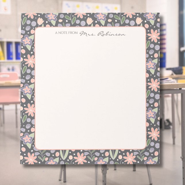 Personalised Floral Teacher Notepad (Personalized Teacher Appreciation Notepad – Floral Design with Custom Name)